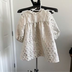 👗 BNWT 6 ZARA GIRLS SILVER WHITE SHINY PARTY DRESS